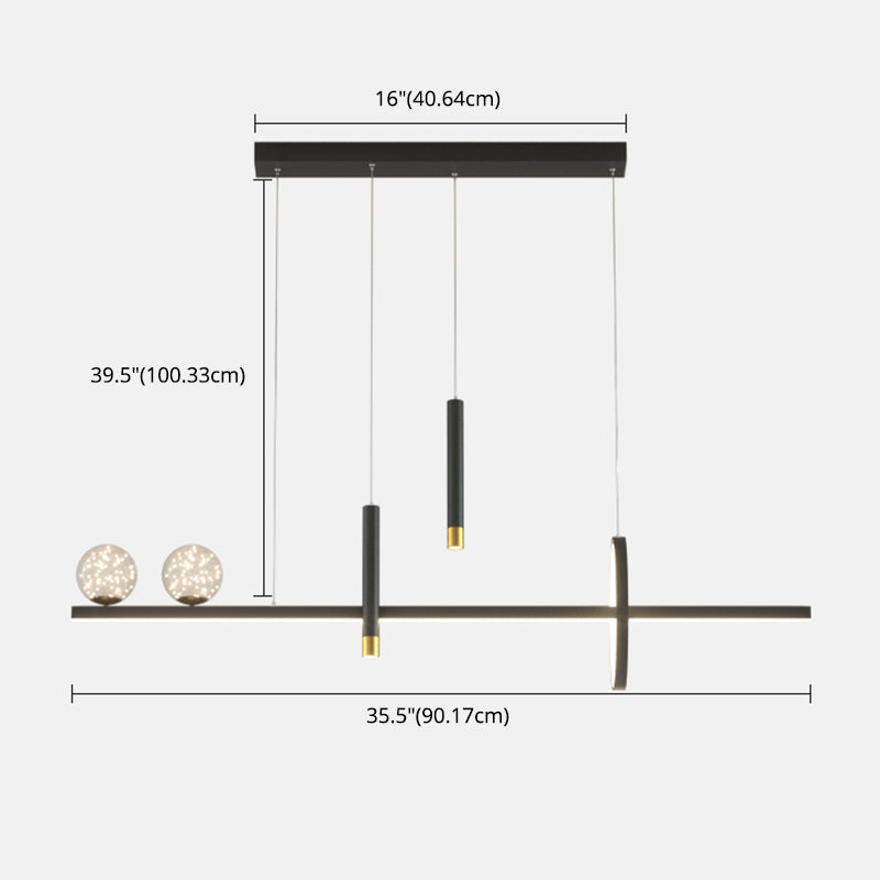 Modern Chandelier Linear Clear Glass Island Chandelier Lights for Dining Room