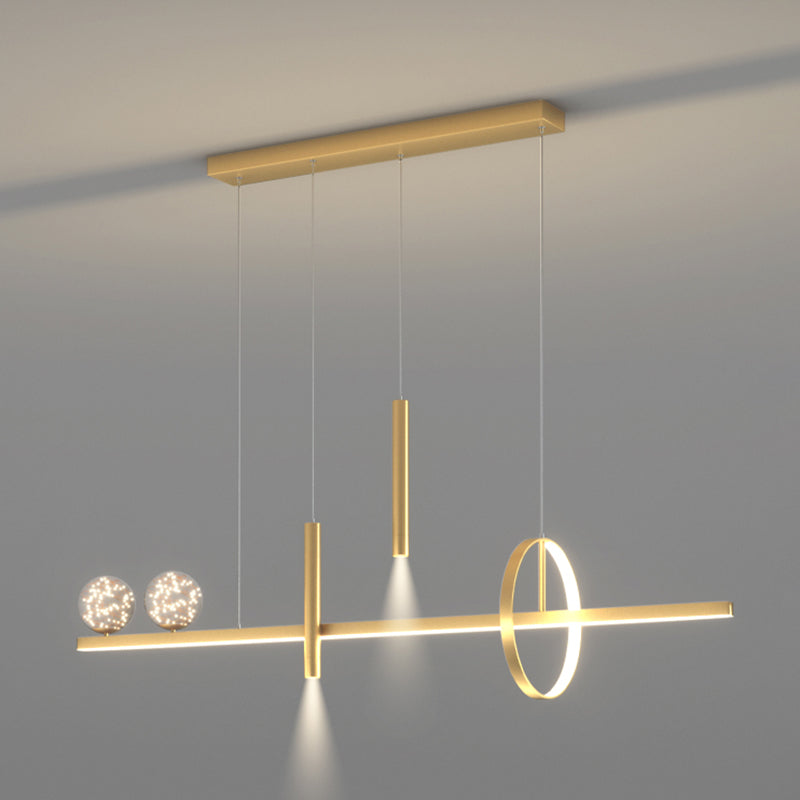Modern Chandelier Linear Clear Glass Island Chandelier Lights for Dining Room