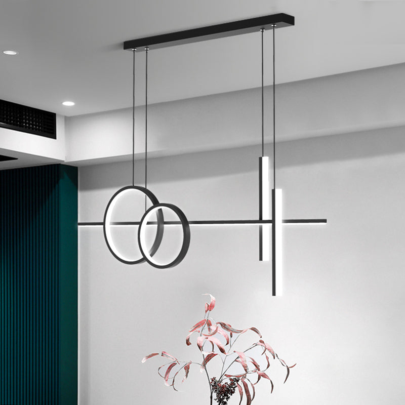 Luci dell'isola del cerchio lineare moderno illuminazione isola metallo 4 luci isola luminose in bianco e nero