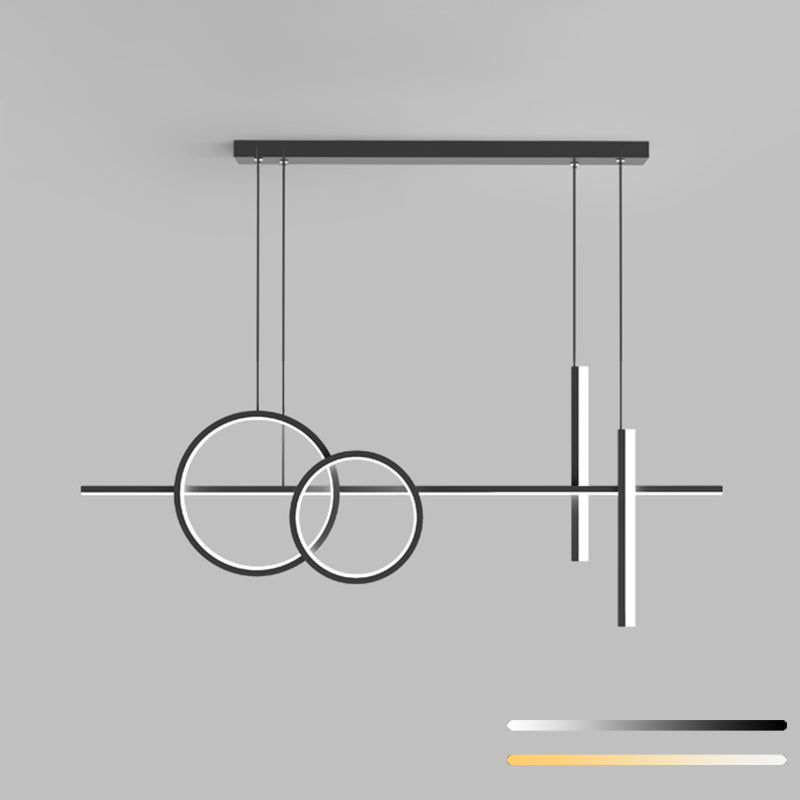 Linear Circle Island Lights Modern Island Lighting Metal 4 Light Island Lights in Black and White