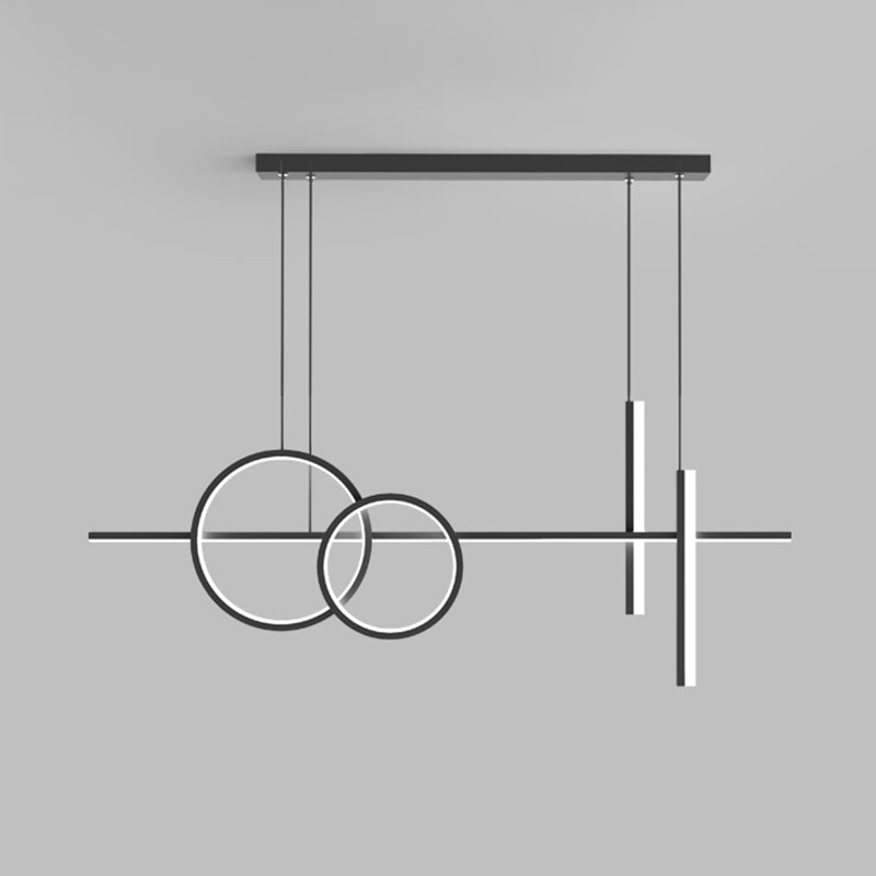 Luci dell'isola del cerchio lineare moderno illuminazione isola metallo 4 luci isola luminose in bianco e nero