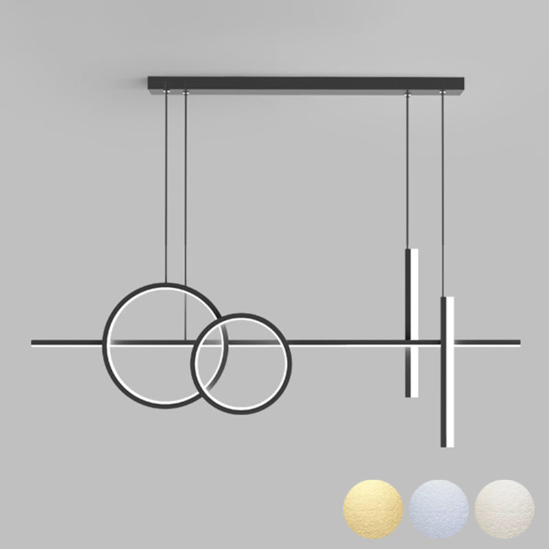 Linear Circle Island Lights Modern Island Lighting Metal 4 Light Island Lights in Black and White