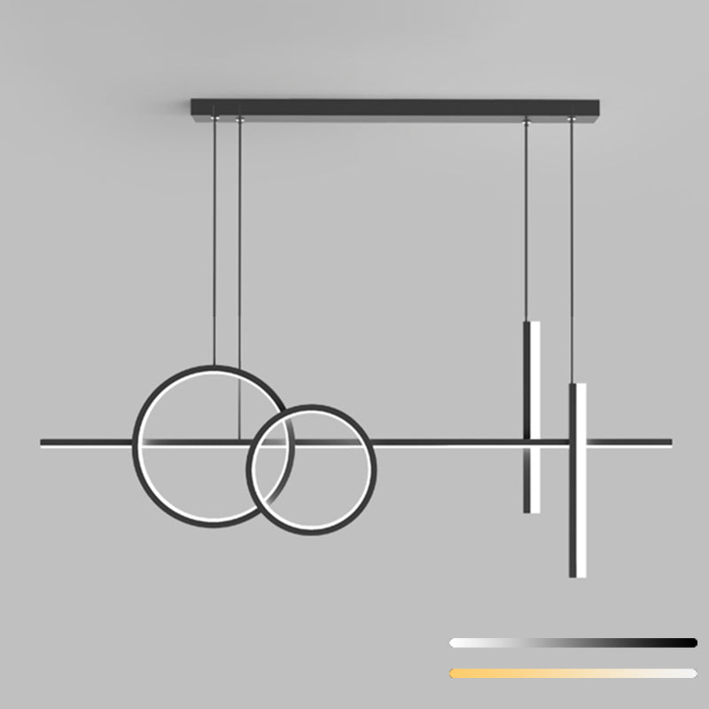 Luci dell'isola del cerchio lineare moderno illuminazione isola metallo 4 luci isola luminose in bianco e nero