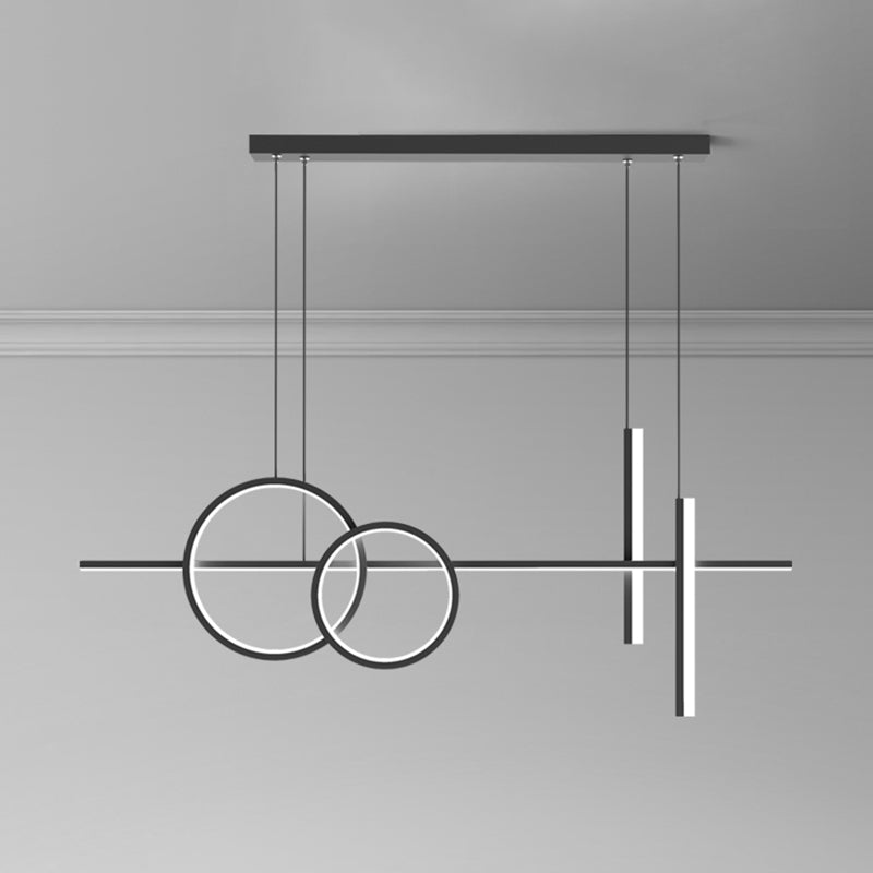 Linear Circle Island Lights Modern Island Lighting Metal 4 Light Island Lights in Black and White