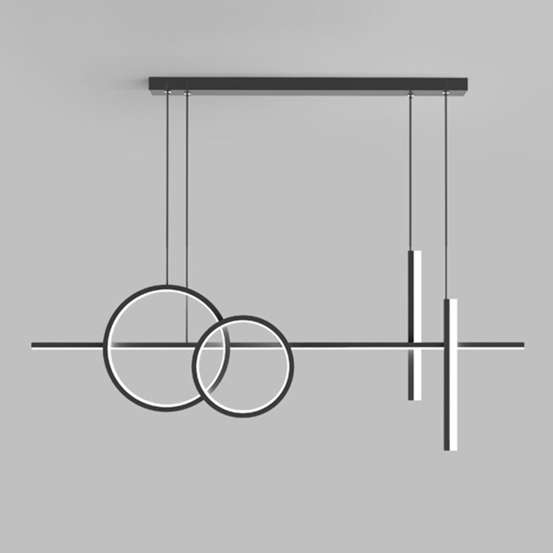 Linear Circle Island Lights Modern Island Lighting Metal 4 Light Island Lights in Black and White