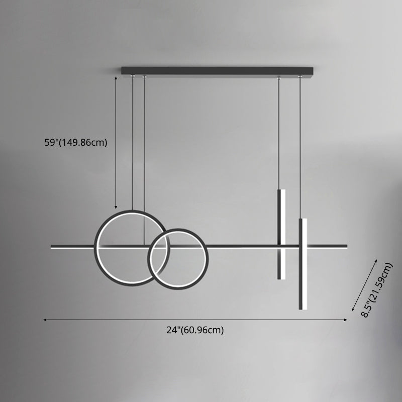 Linear Circle Island Lights Modern Island Lighting Metal 4 Light Island Lights in Black and White