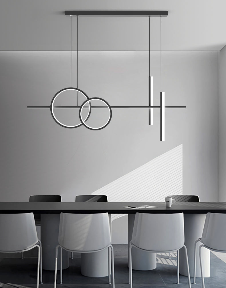 Luci dell'isola del cerchio lineare moderno illuminazione isola metallo 4 luci isola luminose in bianco e nero