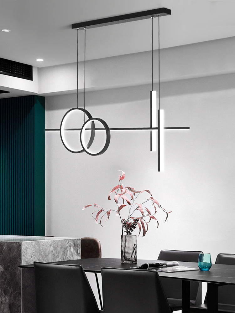 Linear Circle Island Lights Modern Island Lighting Metal 4 Light Island Lights in Black and White