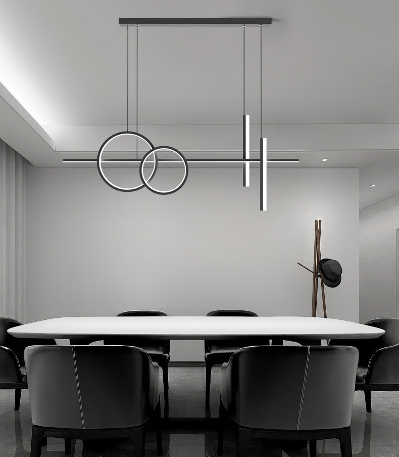Linear Circle Island Lights Modern Island Lighting Metal 4 Light Island Lights in Black and White
