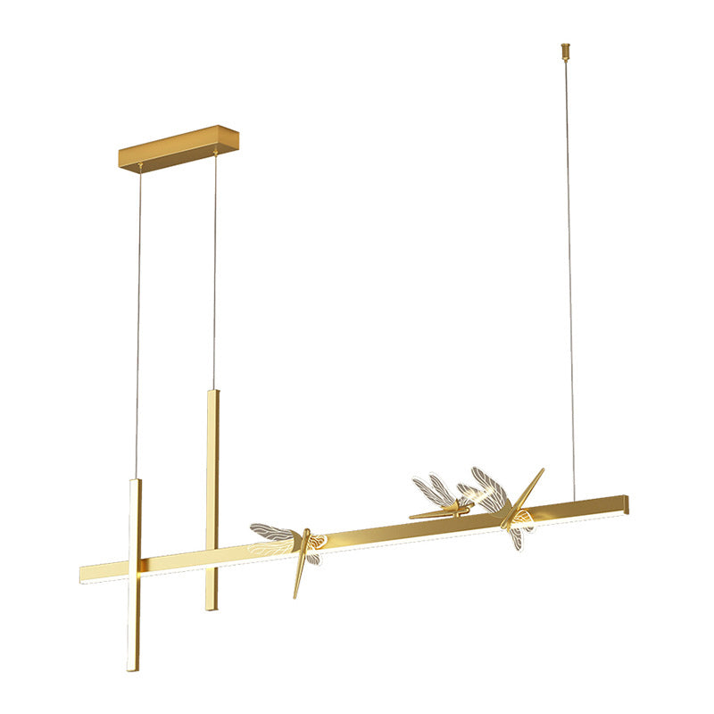 Luci di isola di libellula lineare moderna lampadario metallo 4 luci isola luminose
