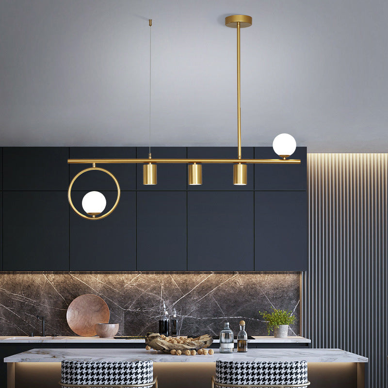 5 Light Globe Chandelier Modern Pendant Light Metal and Glass Island Lighting