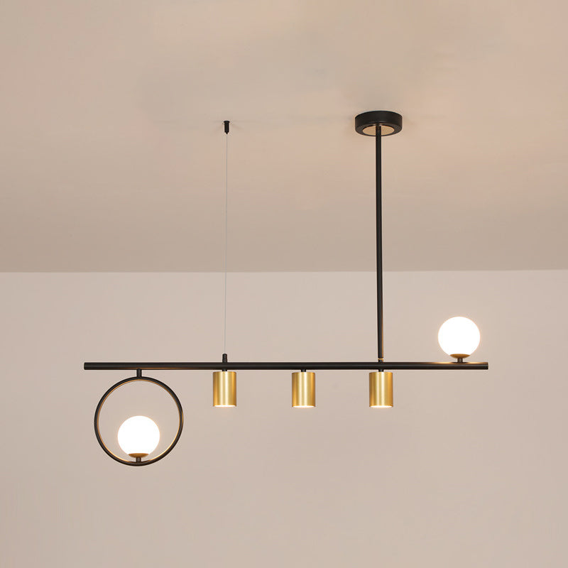 5 Light Globe Chandelier Modern Pendant Light Metal and Glass Island Lighting