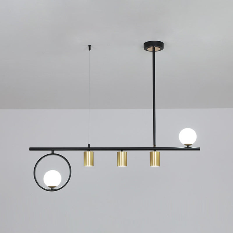 5 lustres légers du globe moderne en métal léger et îlot de verre