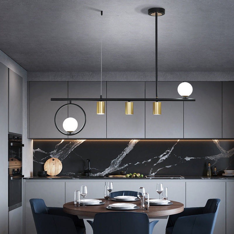 5 Light Globe Chandelier Modern Pendant Light Metal and Glass Island Lighting