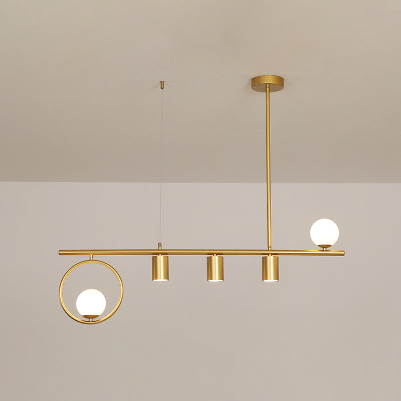 5 lustres légers du globe moderne en métal léger et îlot de verre