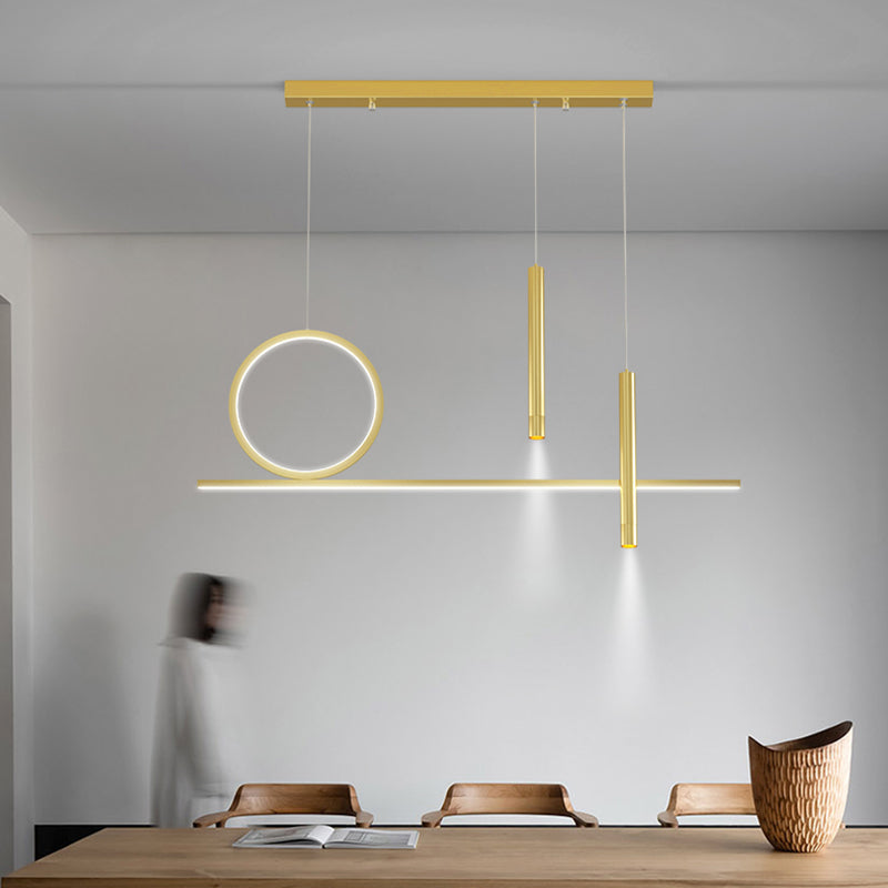 Lampada dell'isola lineare moderna lampadario metallico 4 illuminazione isola della luce in oro