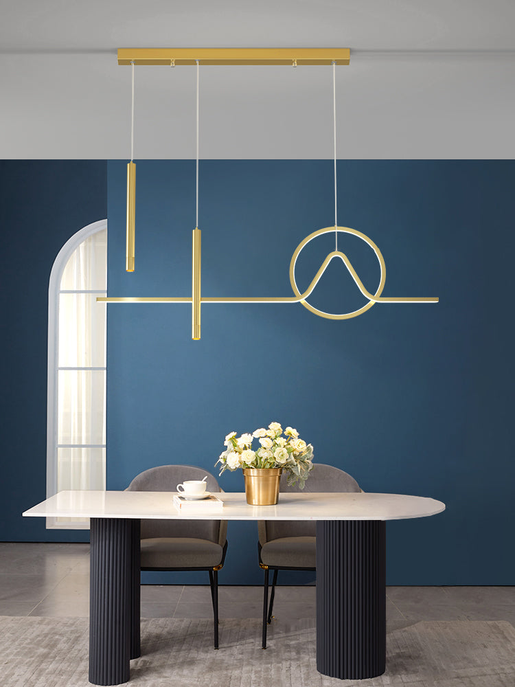 Lampada dell'isola lineare moderna lampadario metallico 4 illuminazione isola della luce in oro