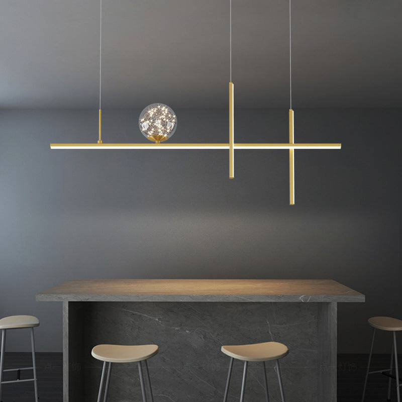 Linear Island Lights Modern Pendant Chandelier Metal 4 Light Island Lights