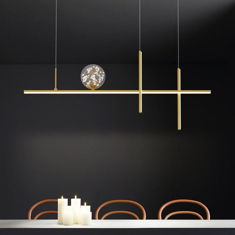 Linear Island Lights Modern Pendant Chandelier Metal 4 Light Island Lights