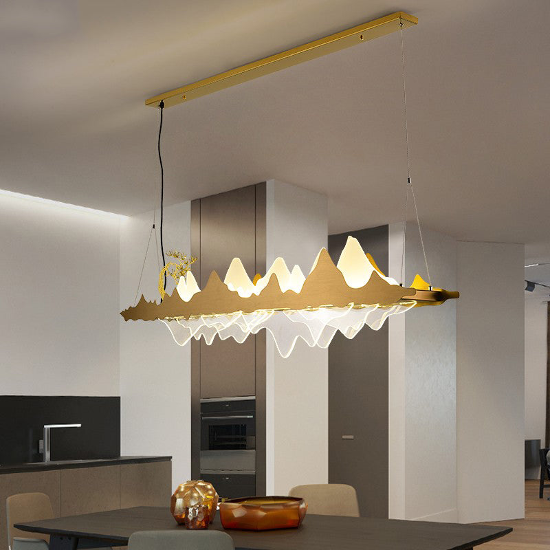 Idee per illuminazione dell'isola a led in metallo moderno lampada lampadario lineare per sala riunioni