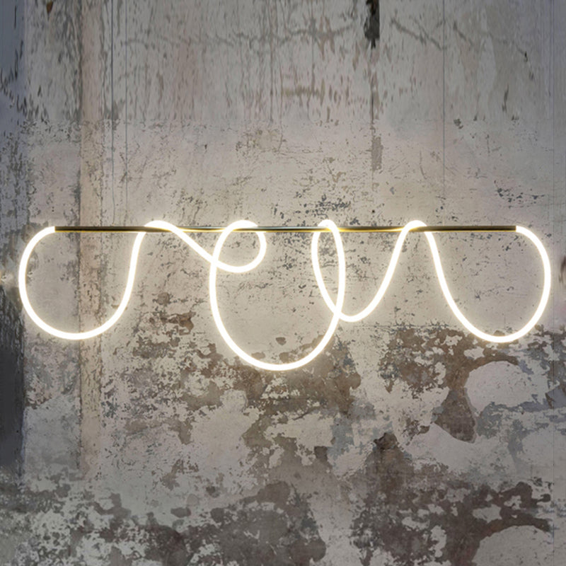 Nordic Modern Island Lighting Linear Gold 1-Light Pendant Lights for Living Room