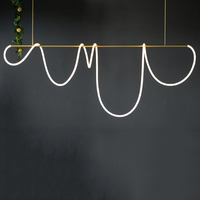 Nordic Modern Island Lighting Linear Gold 1-Light Pendant Lights for Living Room