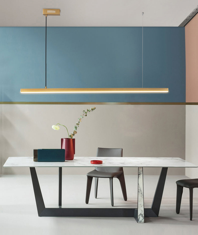 Linear Metal LED Island Light Fixture Modern Ceiling Pendant Light for Dining Room