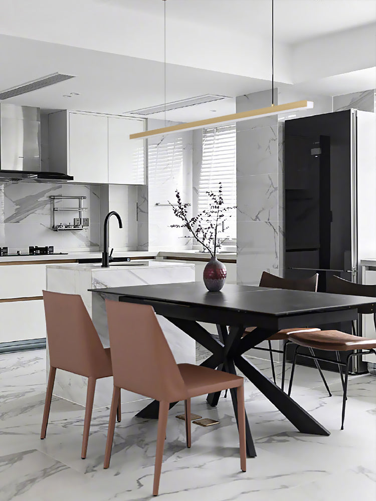 Linear Metal LED Island Light Fixture Modern Ceiling Pendant Light for Dining Room