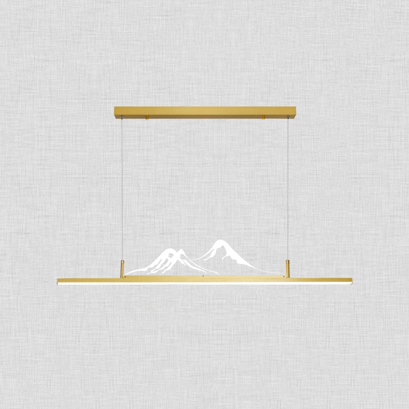 Chinese Modern Aluminum Chandelier Lamp Linear LED Island Pendant for Tea Room