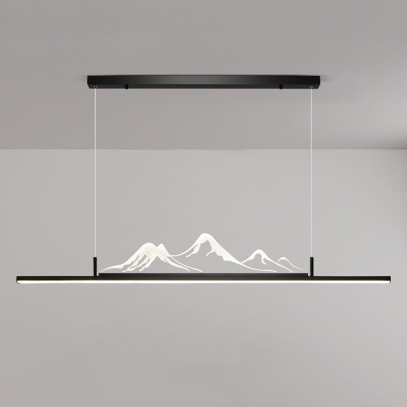 Chinese Modern Aluminum Chandelier Lamp Linear LED Island Pendant for Tea Room