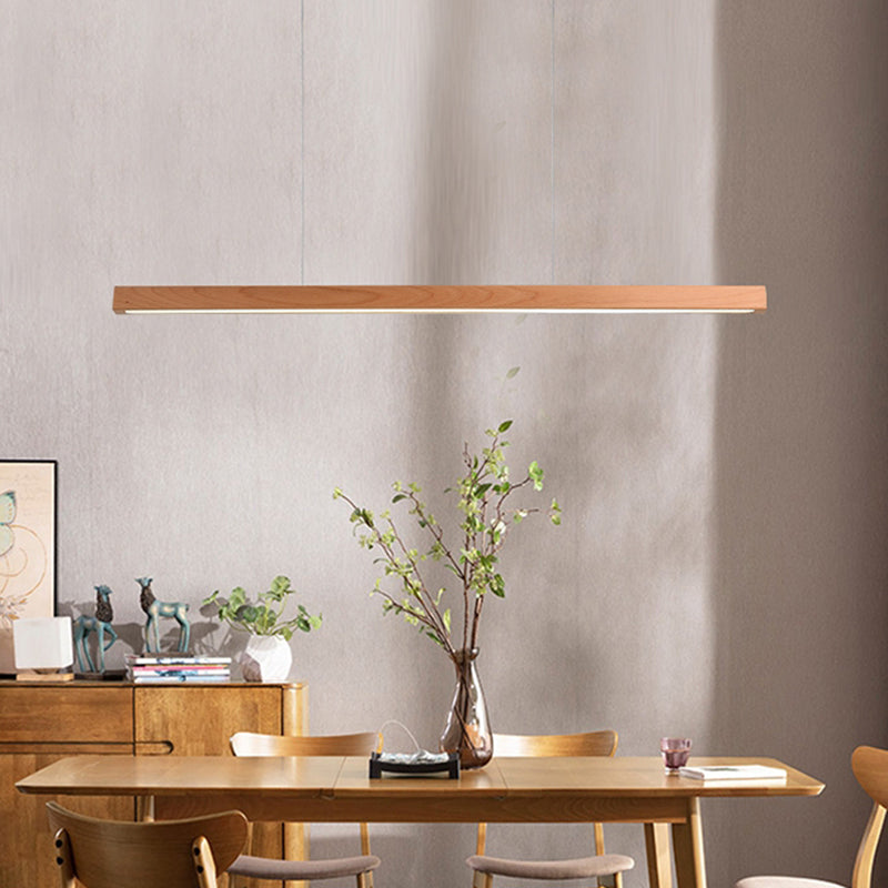 Luci a sospensione a sospensione in legno Lampade appese lineari moderne per sala da pranzo