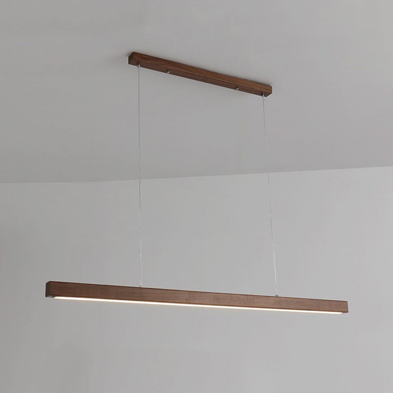 Luci a sospensione a sospensione in legno Lampade appese lineari moderne per sala da pranzo