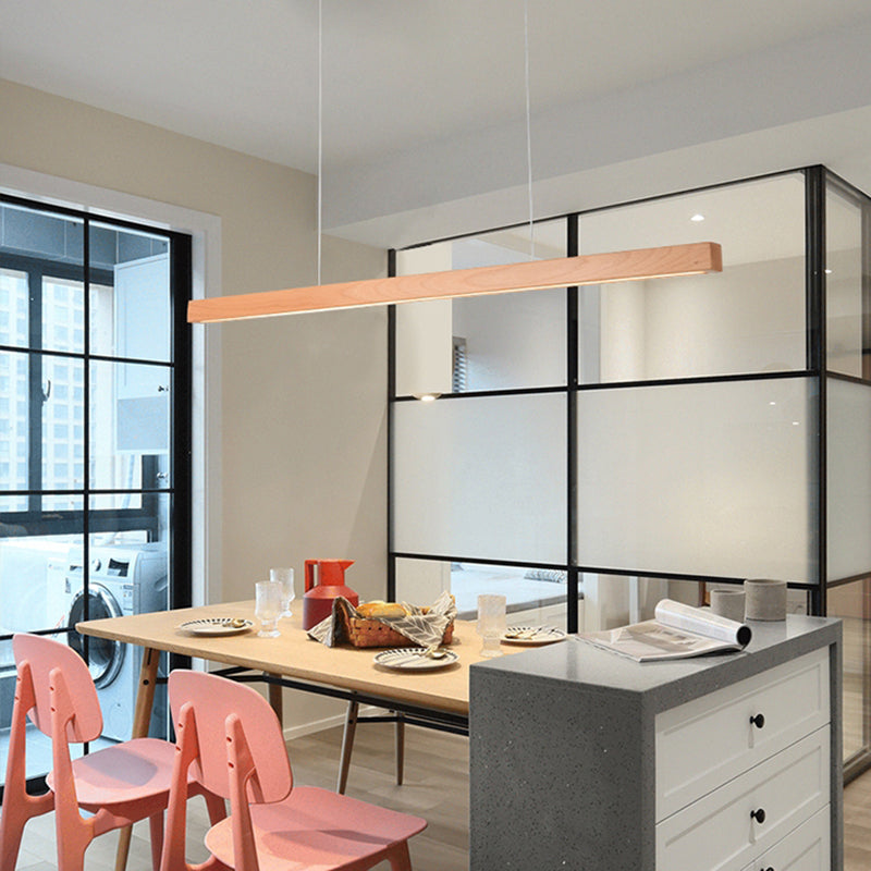 Luci a sospensione a sospensione in legno Lampade appese lineari moderne per sala da pranzo