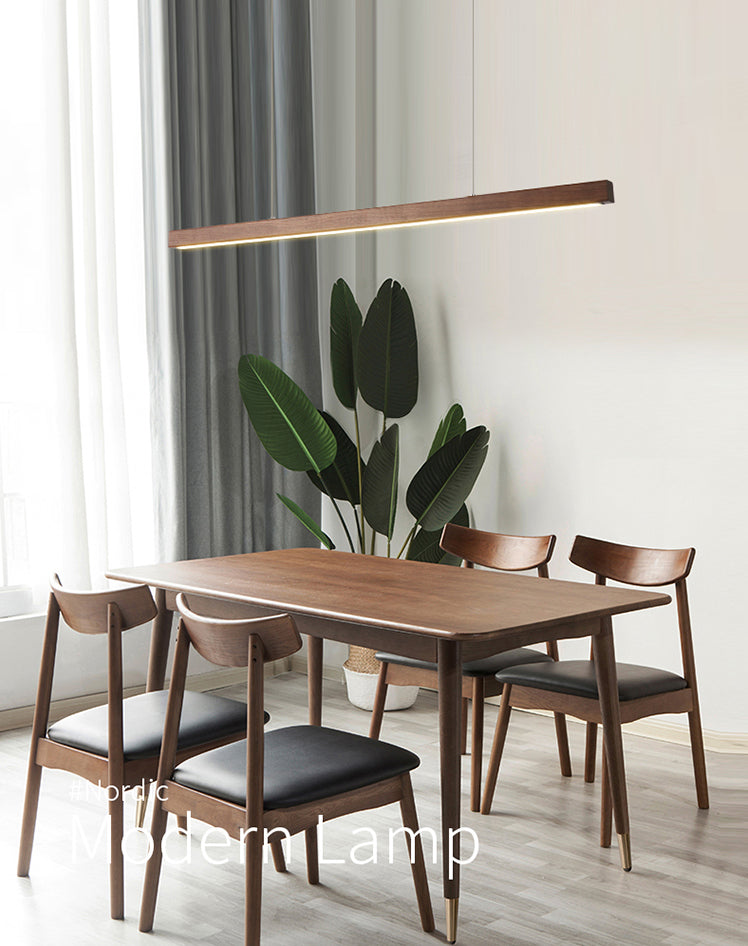 Luci a sospensione a sospensione in legno Lampade appese lineari moderne per sala da pranzo