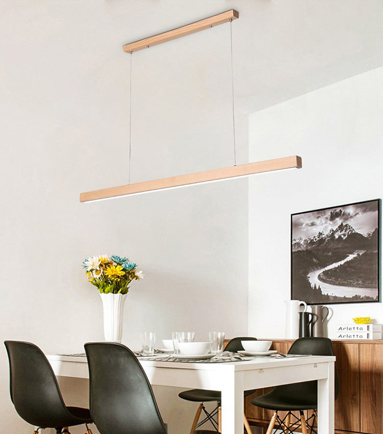 Luci a sospensione a sospensione in legno Lampade appese lineari moderne per sala da pranzo