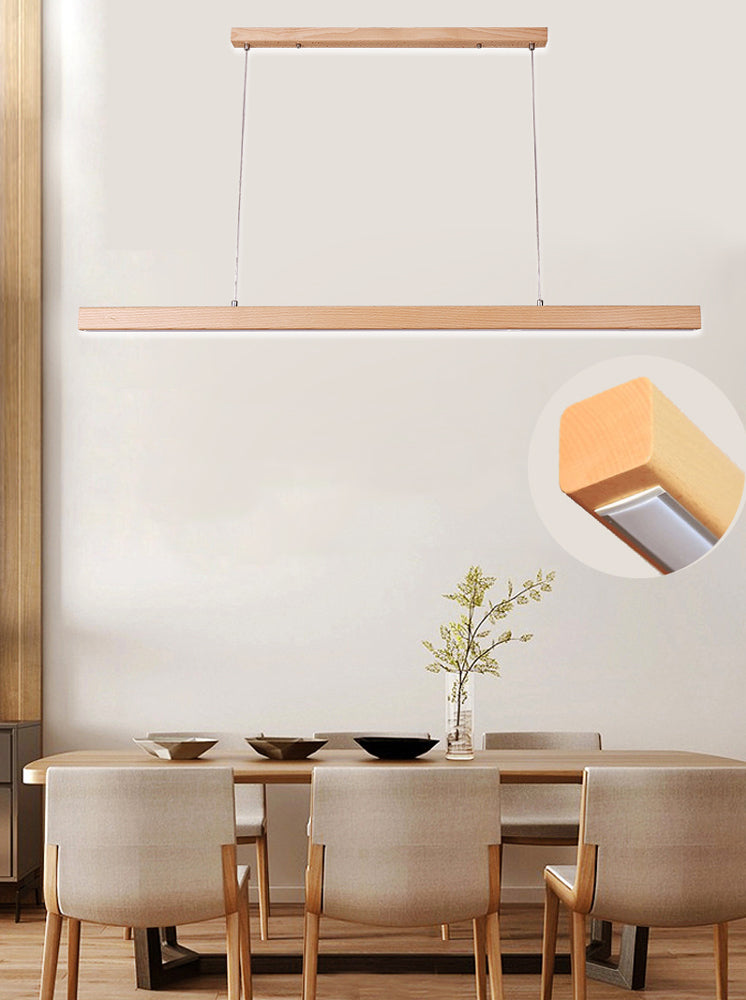 Luci a sospensione a sospensione in legno Lampade appese lineari moderne per sala da pranzo