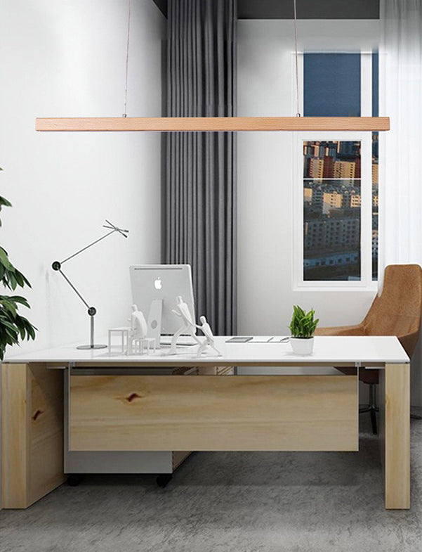 Luci a sospensione a sospensione in legno Lampade appese lineari moderne per sala da pranzo