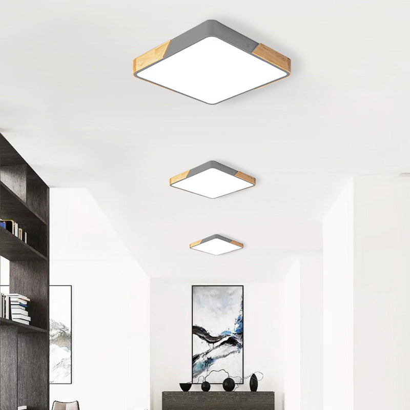 Lámpara de techo cuadrada de acrílico con montaje empotrado, estilo moderno, 1 luz, montaje empotrado