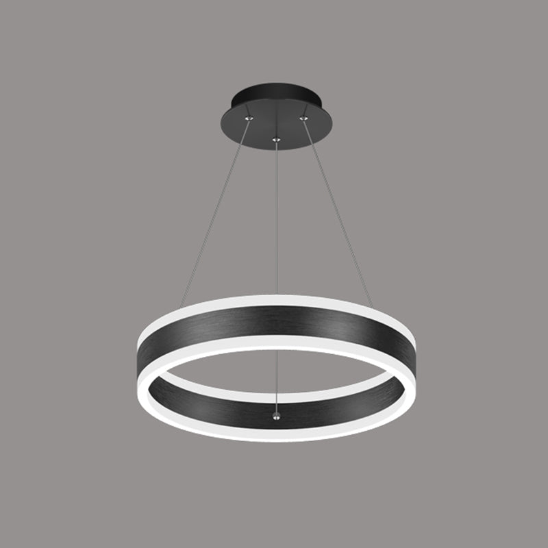 Modern Black Chandelier Multiple Rings Pendant Lighting Fixtures Metal Chandelier