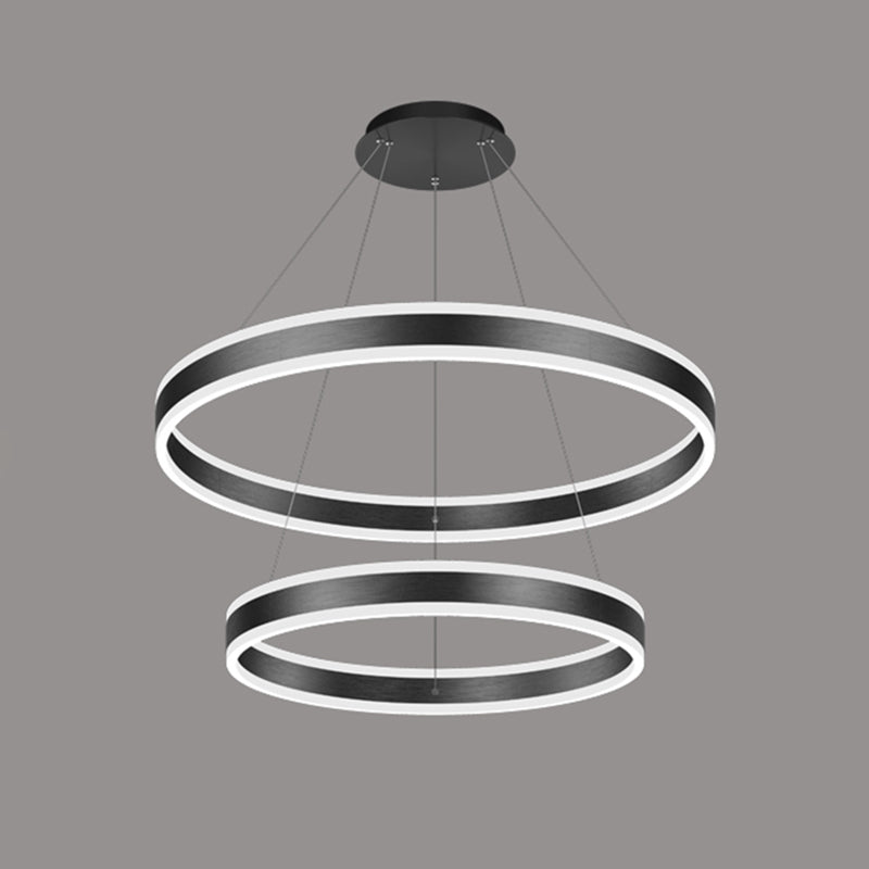 Modern Black Chandelier Multiple Rings Pendant Lighting Fixtures Metal Chandelier
