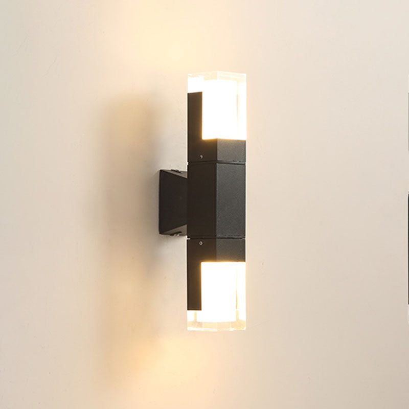 Zeitgenössische Aluminiumwand -Wandleuchte im Freien mit schwarzem LED -Wand montiertes Licht