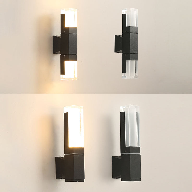 Zeitgenössische Aluminiumwand -Wandleuchte im Freien mit schwarzem LED -Wand montiertes Licht