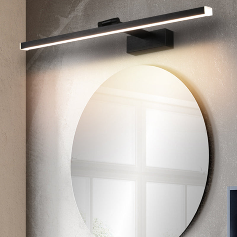 Metal linear Shade Mirror Wall Lights Modern 1 Head Wall Mount Fixture in Black