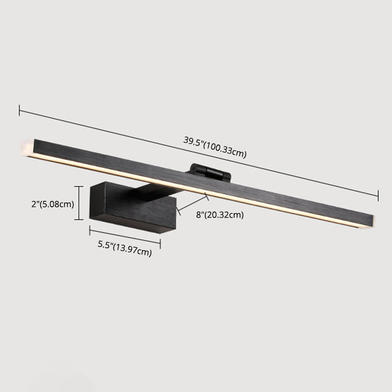 Metal linear Shade Mirror Wall Lights Modern 1 Head Wall Mount Fixture in Black