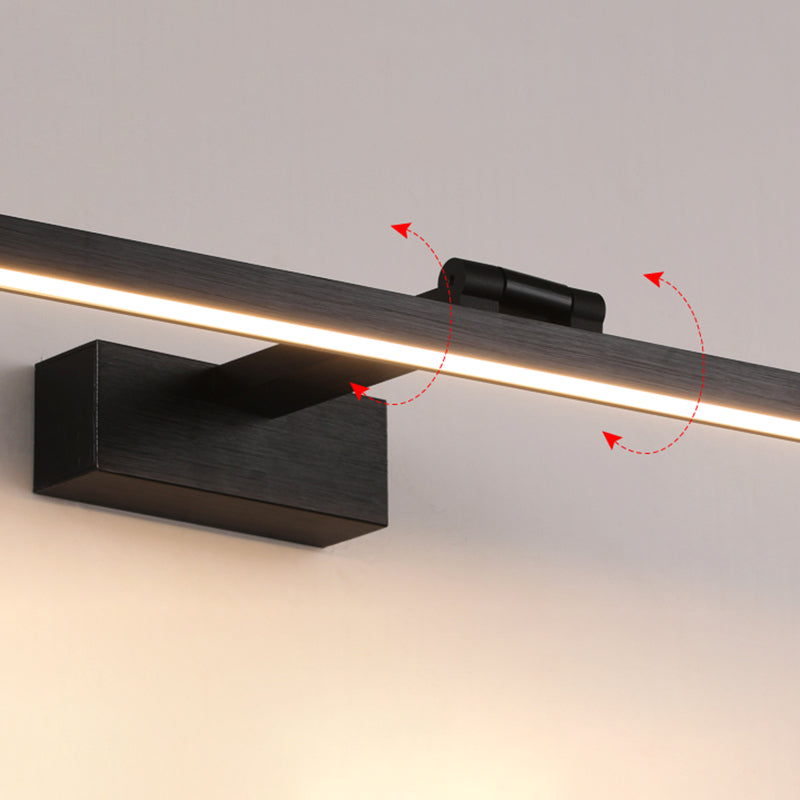 Metal linear Shade Mirror Wall Lights Modern 1 Head Wall Mount Fixture in Black