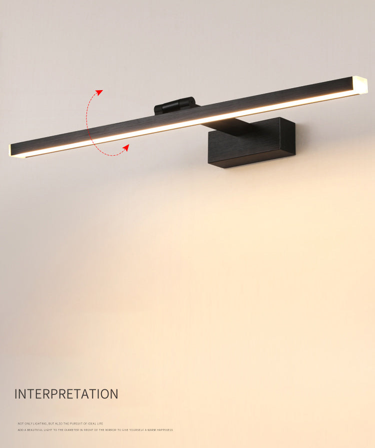 Metal linear Shade Mirror Wall Lights Modern 1 Head Wall Mount Fixture in Black