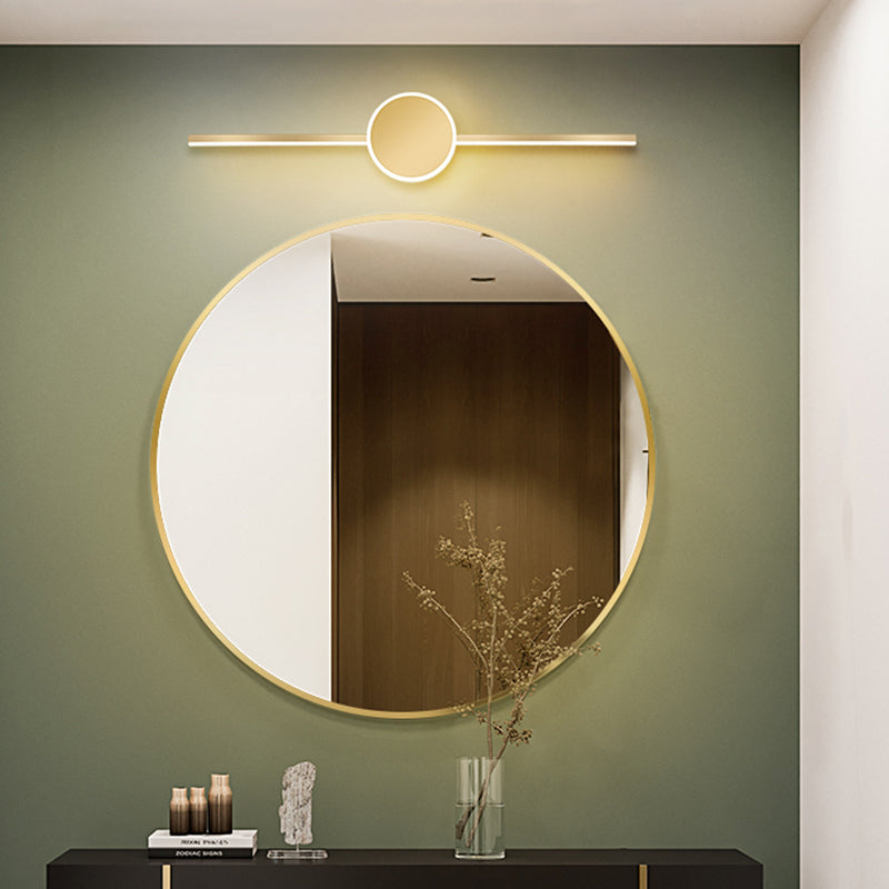 Acconde da parete da parete lineare a 1 luce moderna moderna illuminazione da parete specchio in stile semplice in oro