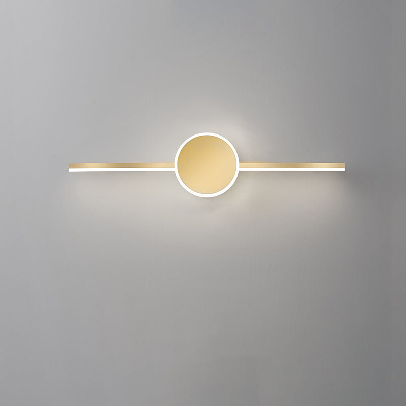 Acconde da parete da parete lineare a 1 luce moderna moderna illuminazione da parete specchio in stile semplice in oro