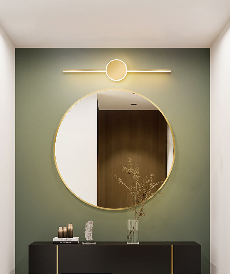 Acconde da parete da parete lineare a 1 luce moderna moderna illuminazione da parete specchio in stile semplice in oro