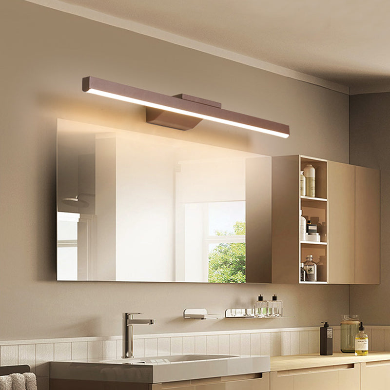 Éclairage de mur de miroir de style simple de style miroir simple à 1 lumière linéaire en marron